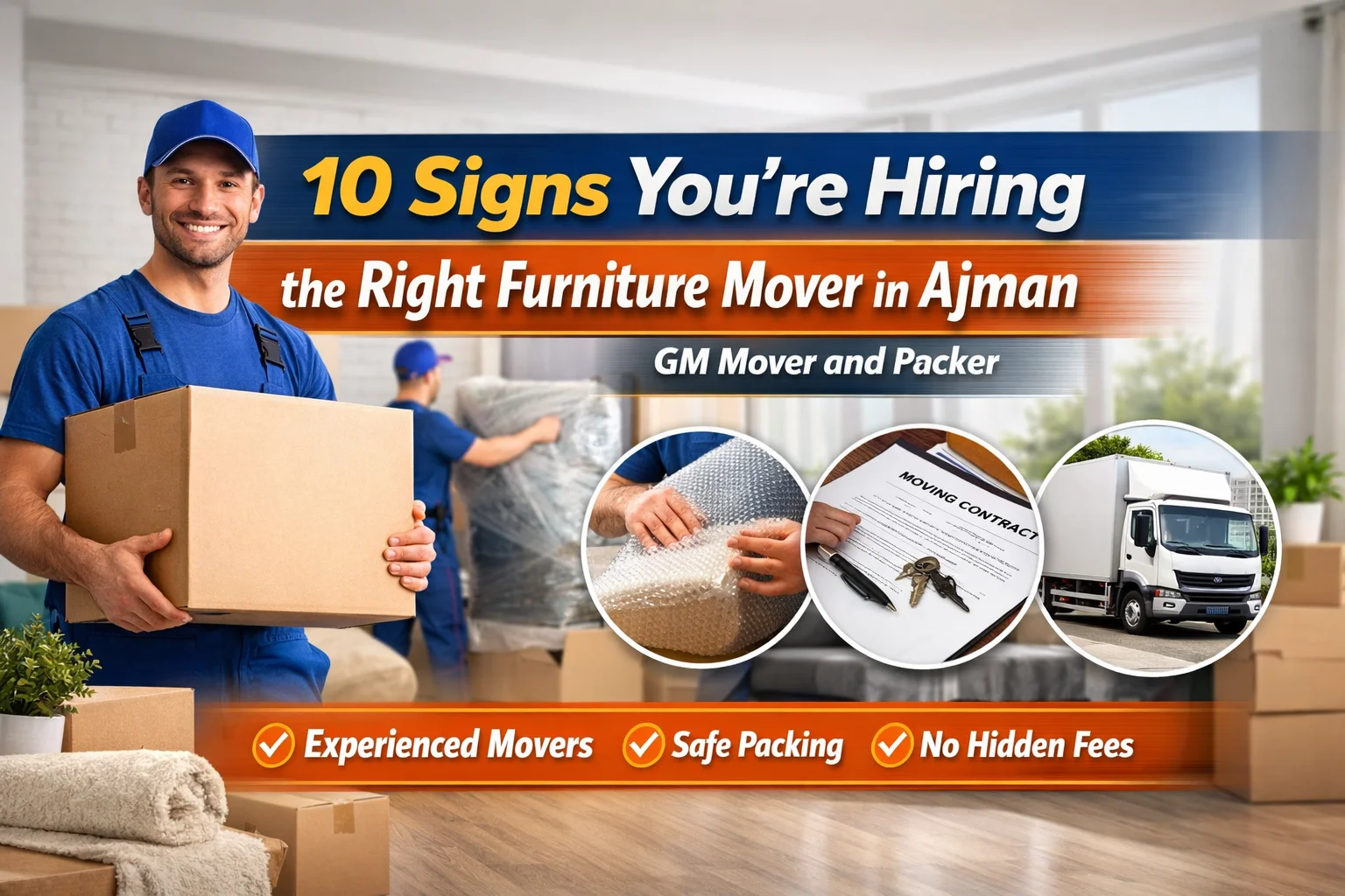 Professional furniture movers carefully packing furniture in Ajman for safe relocation