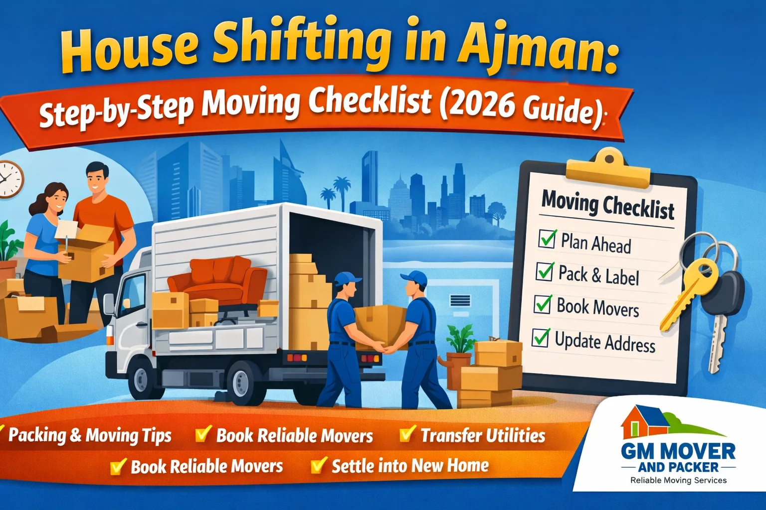 House shifting in Ajman with professional movers packing and loading furniture safely