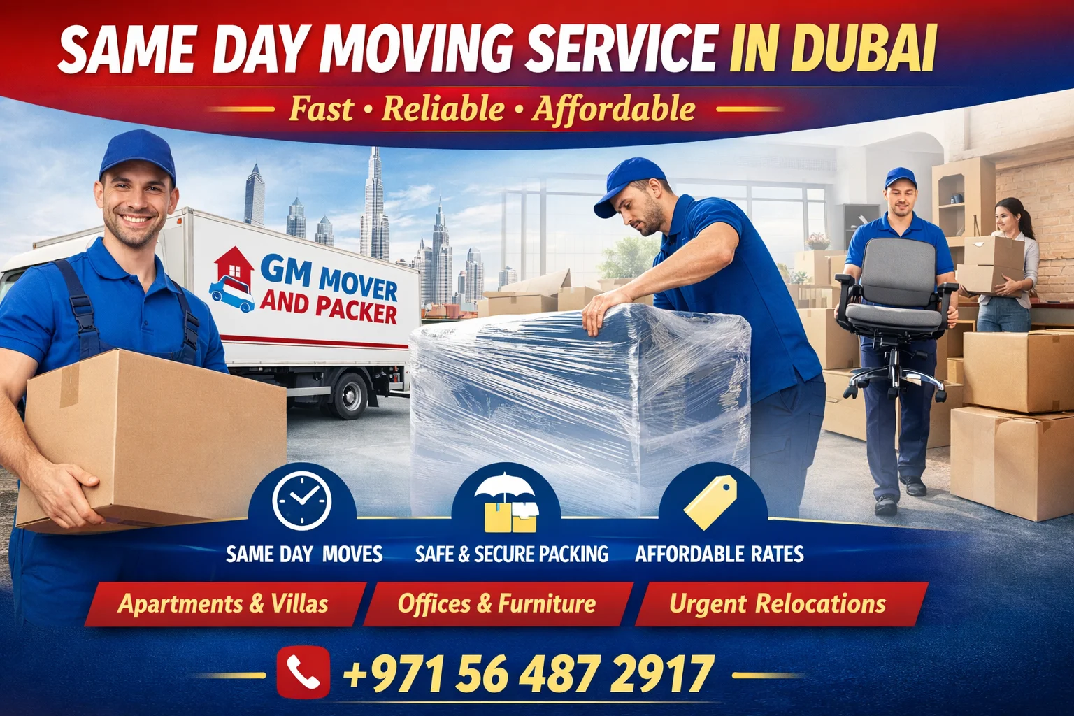 Same Day Moving Service in Dubai